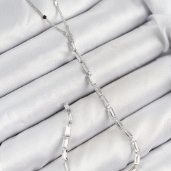 Mey İthalat® Pirinç Zirkon Taşlı Model Gümüş Renk Y Kolye