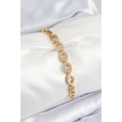 Mey İthalat® Pirinç Zirkon Taşlı Oval Model Gold Renk Kadın Bileklik
