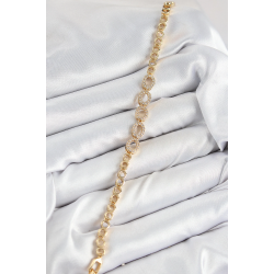 Mey İthalat® Pirinç Zirkon Taşlı Oval Model Gold Renk Kadın Bileklik