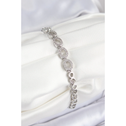 Mey İthalat® Pirinç Zirkon Taşlı Oval Model Gümüş Renk Kadın Bileklik