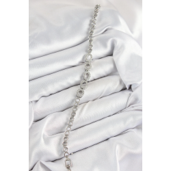 Mey İthalat® Pirinç Zirkon Taşlı Oval Model Gümüş Renk Kadın Bileklik