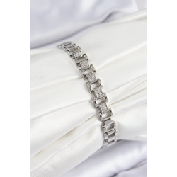 Mey İthalat® Pirinç Zirkon Taşlı Parçalı Model Gümüş Renk Kadın Bileklik