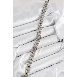 Mey İthalat® Pirinç Zirkon Taşlı Parçalı Model Gümüş Renk Kadın Bileklik