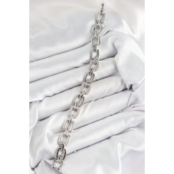 Mey İthalat® Pirinç Zirkon Taşlı Parçalı Zincir Model Gümüş Renk Kadın Bileklik