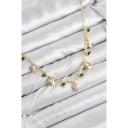 Mey İthalat® Pirinç Zirkon Taşlı Sallantılı Damla Model Gold Renk Kadın Kolye