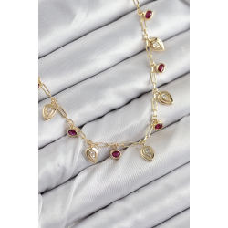 Mey İthalat® Pirinç Zirkon Taşlı Sallantılı Damla Model Gold Renk Kadın Kolye