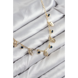 Mey İthalat® Pirinç Zirkon Taşlı Sallantılı Damla Model Gold Renk Kadın Kolye