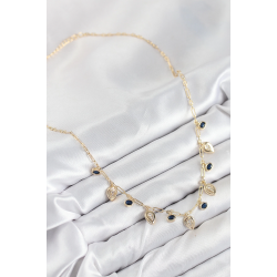 Mey İthalat® Pirinç Zirkon Taşlı Sallantılı Damla Model Gold Renk Kadın Kolye