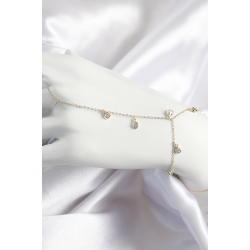 Mey İthalat® Pirinç Zirkon Taşlı Sallantılı Damla Model Gold Renk Kadın Şahmeran