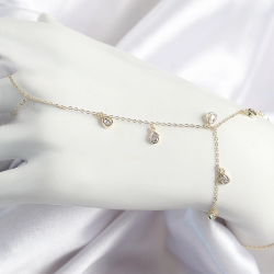 Mey İthalat® Pirinç Zirkon Taşlı Sallantılı Damla Model Gold Renk Kadın Şahmeran