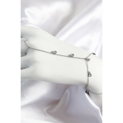 Mey İthalat® Pirinç Zirkon Taşlı Sallantılı Damla Model Gümüş Renk Kadın Şahmeran