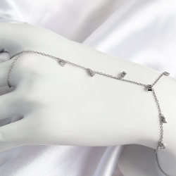 Mey İthalat® Pirinç Zirkon Taşlı Sallantılı Model Gümüş Renk Kadın Şahmeran