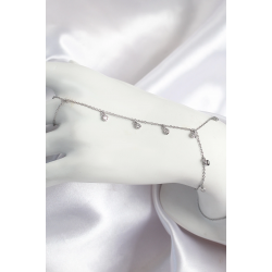 Mey İthalat® Pirinç Zirkon Taşlı Sallantılı Model Gümüş Renk Kadın Şahmeran