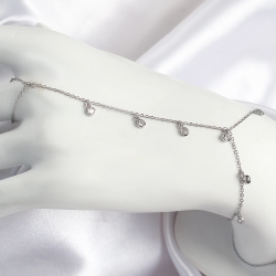 Mey İthalat® Pirinç Zirkon Taşlı Sallantılı Model Gümüş Renk Kadın Şahmeran