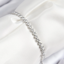 Mey İthalat® Pirinç Zirkon Taşlı Sıralı Model Gümüş Renk Asansörlü Kadın Bileklik