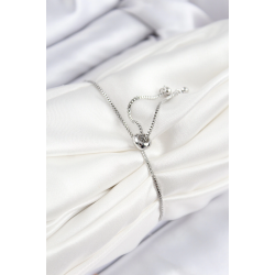 Mey İthalat® Pirinç Zirkon Taşlı Sıralı Model Gümüş Renk Asansörlü Kadın Bileklik