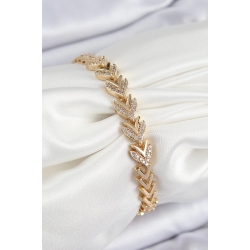 Mey İthalat® Pirinç Zirkon Taşlı Sıralı Ok Model Gold Renk Kadın Bileklik