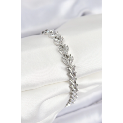 Mey İthalat® Pirinç Zirkon Taşlı Sıralı Ok Model Gümüş Renk Kadın Bileklik