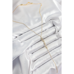 Mey İthalat® Pirinç Zirkon Taşlı Sıralı Yıldız Figürlü Y Model Gold Renk Kadın Kolye