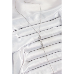 Mey İthalat® Pirinç Zirkon Taşlı Sıralı Yıldız Figürlü Y Model Gümüş Renk Kadın Kolye