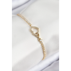 Mey İthalat® Pirinç Zirkon Taşlı Sonsuzluk Kalp Model Gold Renk Kadın Bileklik