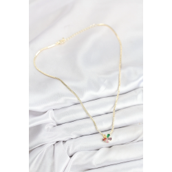 Mey İthalat® Pirinç Zirkon Taşlı Su Yolu Asorti Çiçek Model Gold Renk Kadın Kolye