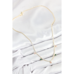 Mey İthalat® Pirinç Zirkon Taşlı Su Yolu Damla Model Gold Renk Kadın Kolye