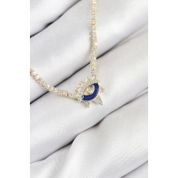 Mey İthalat® Pirinç Zirkon Taşlı Su Yolu Göz Model Gold Renk Kadın Kolye