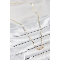 Mey İthalat® Pirinç Zirkon Taşlı Tifany Model Ezme Zincir Gold Renk Kadın Kolye