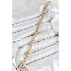 Mey İthalat® Pirinç Zirkon Taşlı Yarım Topcuk Model Gold Renk VIP Seri Kadın Bileklik