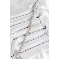 Mey İthalat® Pirinç Zirkon Taşlı Yarım Topcuk Model Gümüş Renk VIP Seri Kadın Bileklik