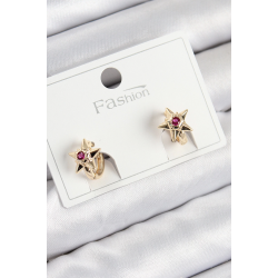 Mey İthalat® Pirinç Zirkon Taşlı Yıldız Model Gold Renk Çocuk Küpe