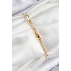 Mey İthalat® Pirinç Zirkon Taşlı Yıldız Model Gold Renk Kadın Bileklik