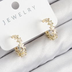 Mey İthalat® Pirinç Zirkon Taşlı Yıldız Model Gold Renk Kadın Küpe