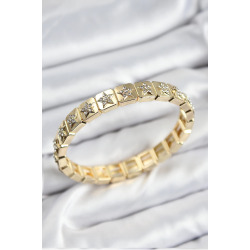 Mey İthalat® Pirinç Zirkon Taşlı Yıldız Model Gold Renk Lastikli Kadın Bileklik