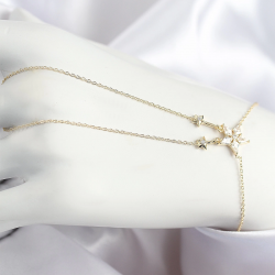 Mey İthalat® Pirinç Zirkon Taşlı Yıldız Model Gold Renk Şahmeran