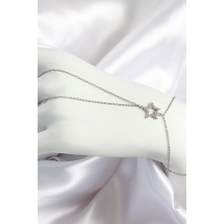 Mey İthalat® Pirinç Zirkon Taşlı Yıldız Model Gümüş Renk Kadın Şahmeran