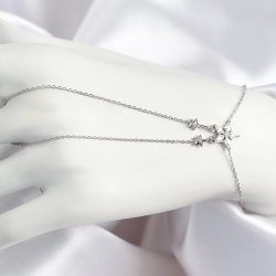 Mey İthalat® Pirinç Zirkon Taşlı Yıldız Model Gümüş Renk Şahmeran