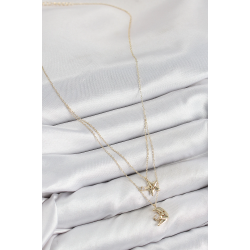 Mey İthalat® Pirinç Zirkon Taşlı Yıldız Ve Ay Model Gold Renk Kadın Kolye