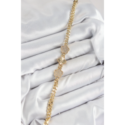 Mey İthalat® Pirinç Zirkon Taşlı Yonca Model Gold Renk Kadın Bileklik