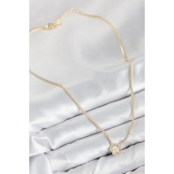 Mey İthalat® Pirinç Zirkon Taşlı Yonca Model Gold Renk Kadın Kolye