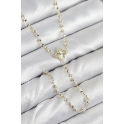 Mey İthalat® Pirinç Zirkon Taşlı Yonca Model Gold Renk Kadın Y Kolye