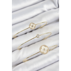 Mey İthalat® Pirinç Zirkon Taşlı Yonca Model Gold Renk Vip 3'lü Kadın Bileklik