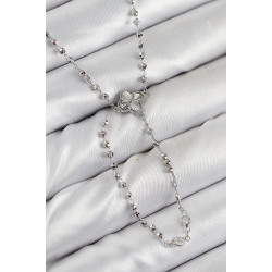 Mey İthalat® Pirinç Zirkon Taşlı Yonca Model Gümüş Renk Kadın Y Kolye