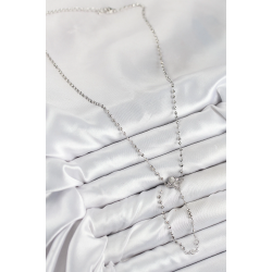 Mey İthalat® Pirinç Zirkon Taşlı Yonca Model Gümüş Renk Kadın Y Kolye