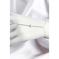 Mey İthalat® Pirinç Zirkon Taşlı Yonca Model Gümüş Renk Şahmeran