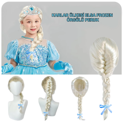Mey İthalat® Platin Altın Dore Renk Karlar Ülkesi Elsa Frozen Peruğu Çocuk Boy