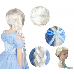 Mey İthalat® Platin Altın Dore Renk Karlar Ülkesi Elsa Frozen Peruğu Çocuk Boy