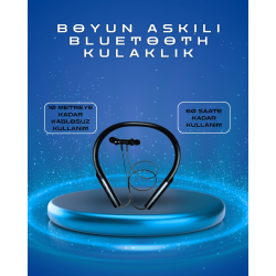 Mey İthalat® Polygold PG-100 Type-C Şarjlı Bluetooth Kulaklık – Boyun Askılı, Uzun Pil Ömürlü, Mikrofonlu