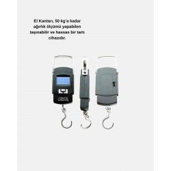 Mey İthalat® Portatif Dijital El Kantarı – Bavul, Kargo ve Paket Tartı Cihazı 50 Kg